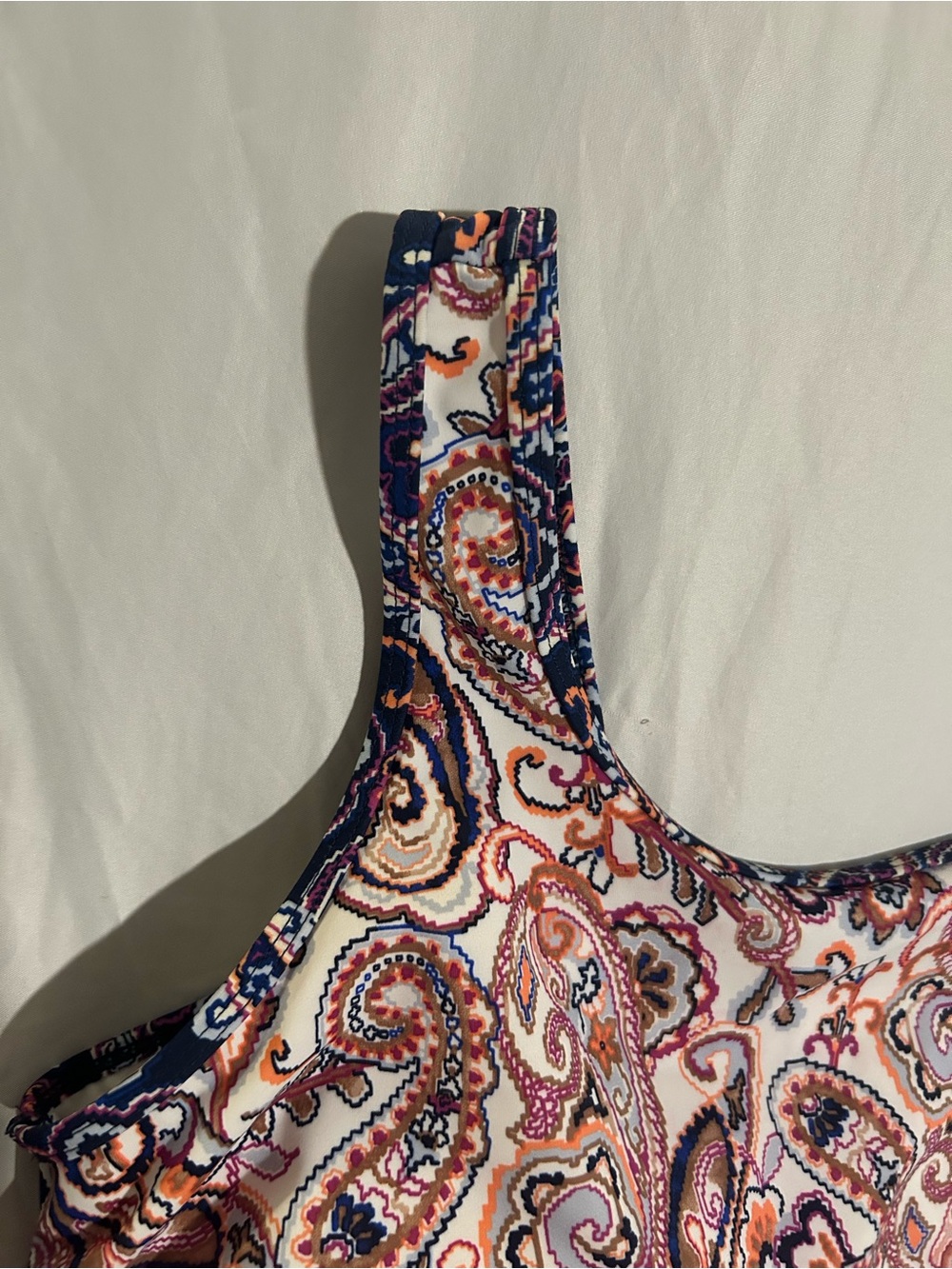 Lands' End Paisley swimsuit in Pink and Navy pattern - Picture 3 of 13
